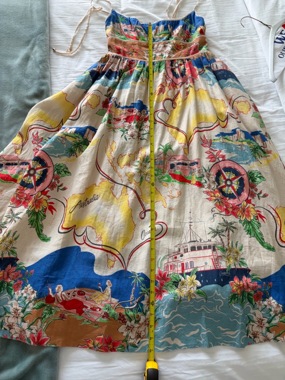 Christian Lacroix Multicolor Floral & Map-Print Midi Dress on Beige - Picture 9 of 14